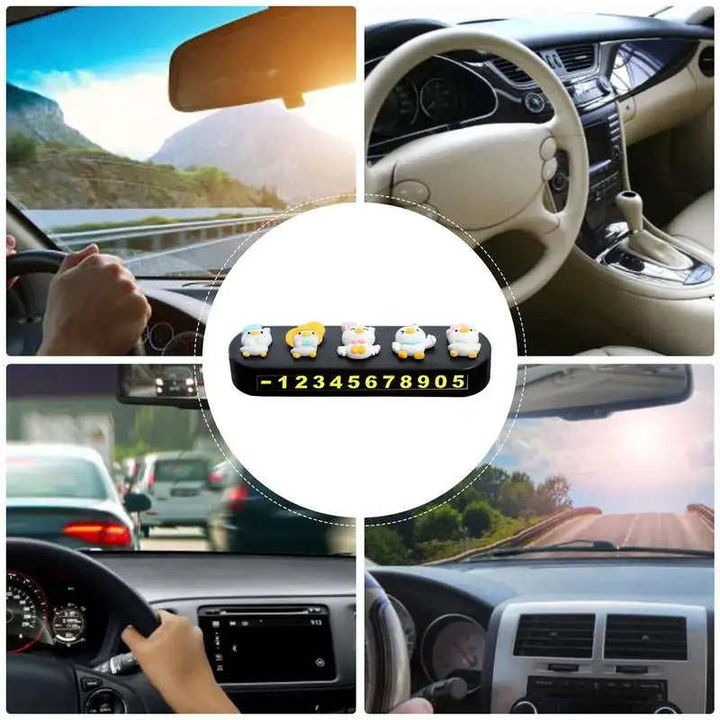 Car Number Plate Cartoon Little Duck Temporary Parking For Auto Interior Decoration Vehicle Accessories