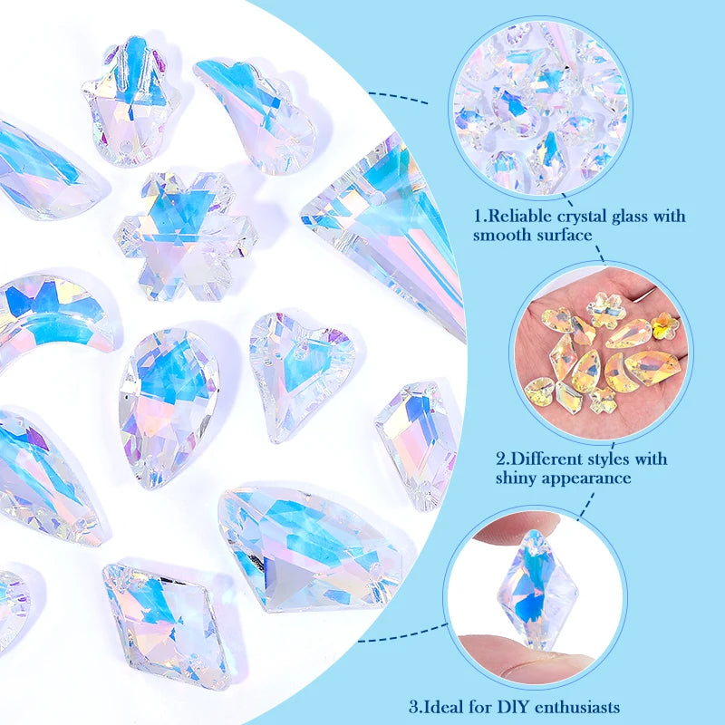 AB Color Crystal Pendant Beads Multi -shape Single Hole Charms Beads Jewelry Gems for Jewelry Making Supplies DIY Earrings