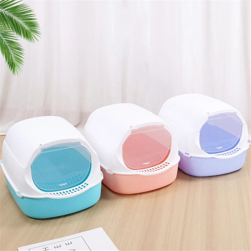Cat Litter Box Kitten Anti Splash Toilet Litter Tray Indoor Bedpans Fully Enclosed Plastic Sandbox Pet Litter Box Cat Supplies