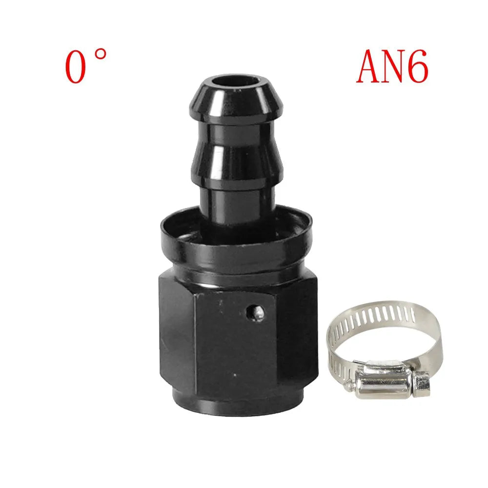 Universal 0 45° 90° 180°Degree AN4 AN6 AN8 AN10 AN12 Oil Fuel Push Lock Hose End Fitting/Adaptor Black