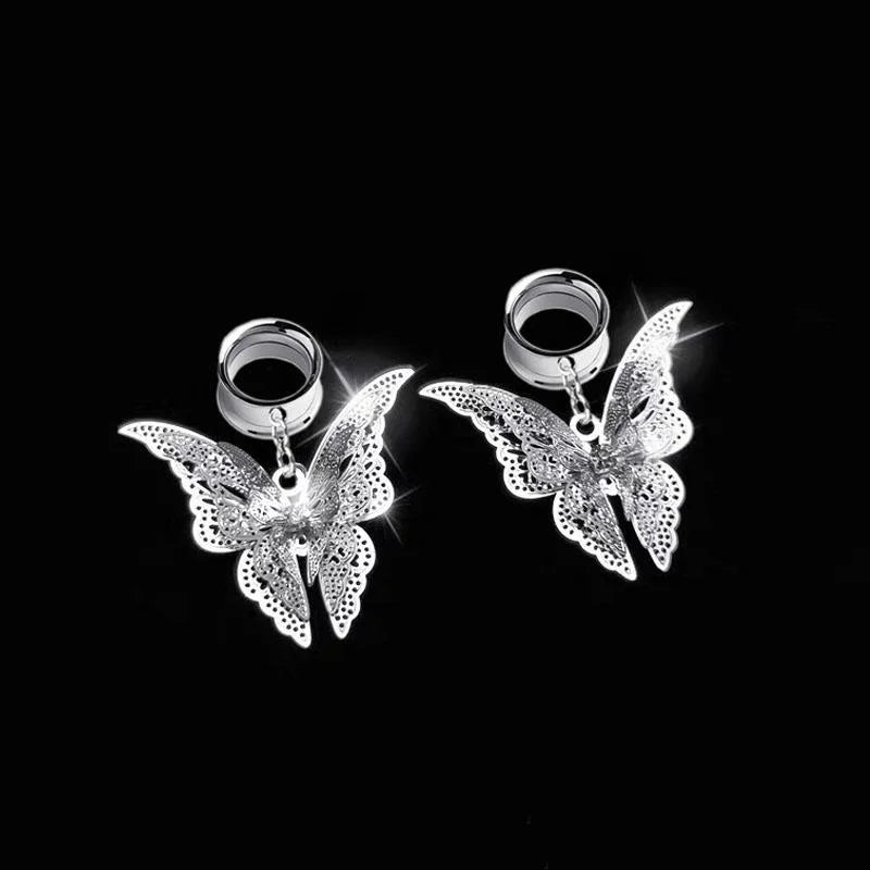 1Pc Beauty Butter Fly Wing Pendant Ear Tunnel Plugs and Gauges Flesh Piercing Expander Plug Earrings