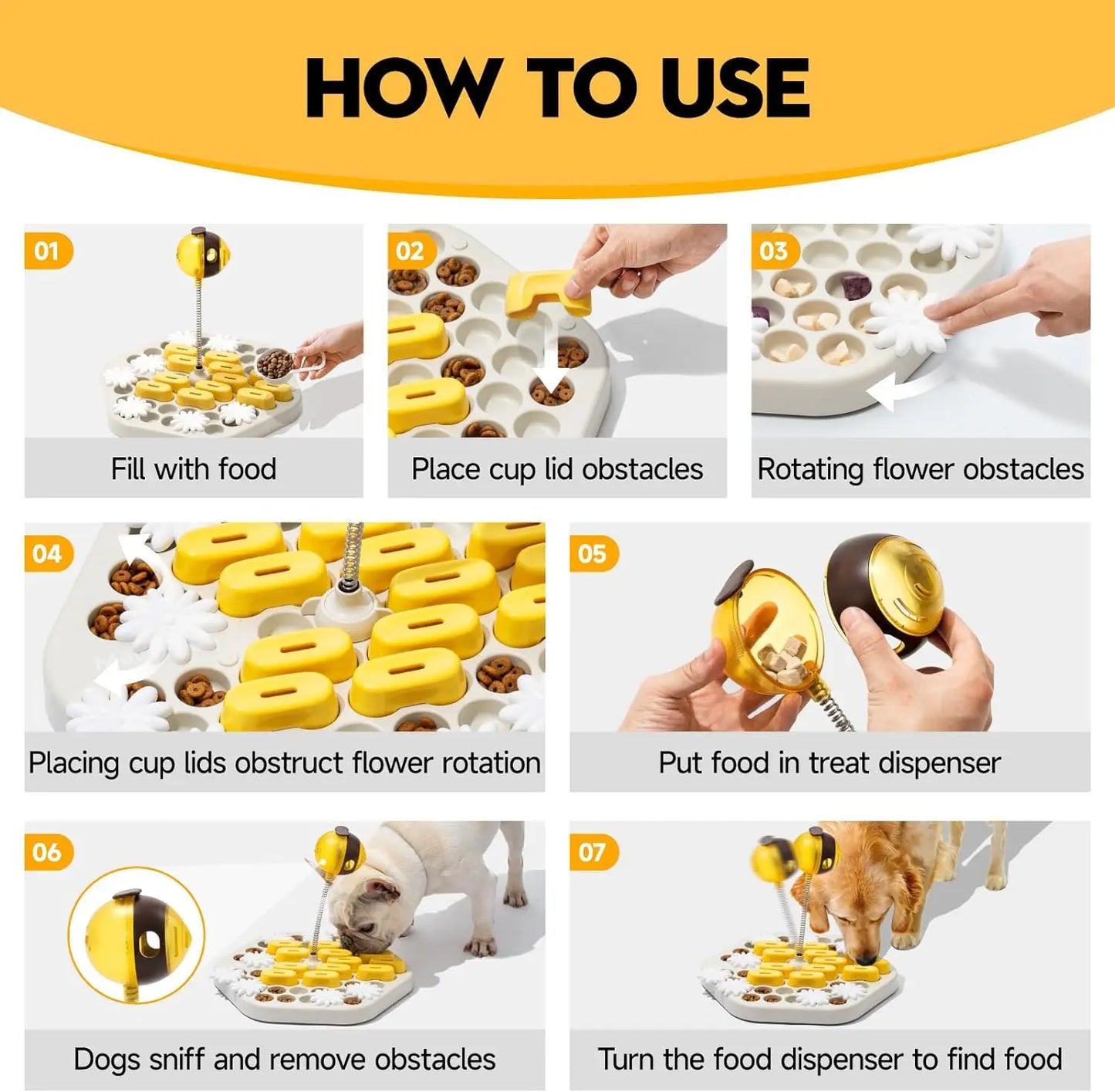 Mewoofun Honeycomb Shaped Interactive Dog Puzzle Toys Slow Feeder Training Game Food Dispenser Slow Eating Pet Dogs Toy