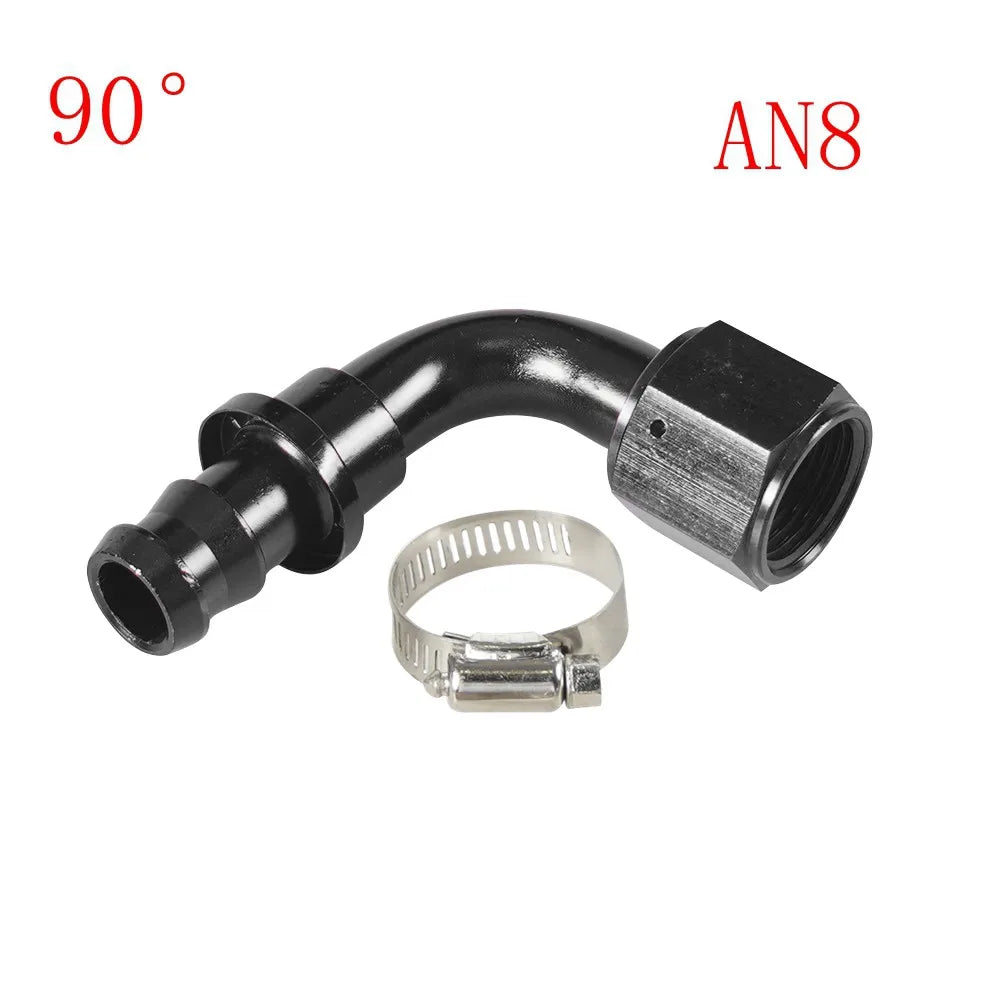 Universal 0 45° 90° 180°Degree AN4 AN6 AN8 AN10 AN12 Oil Fuel Push Lock Hose End Fitting/Adaptor Black