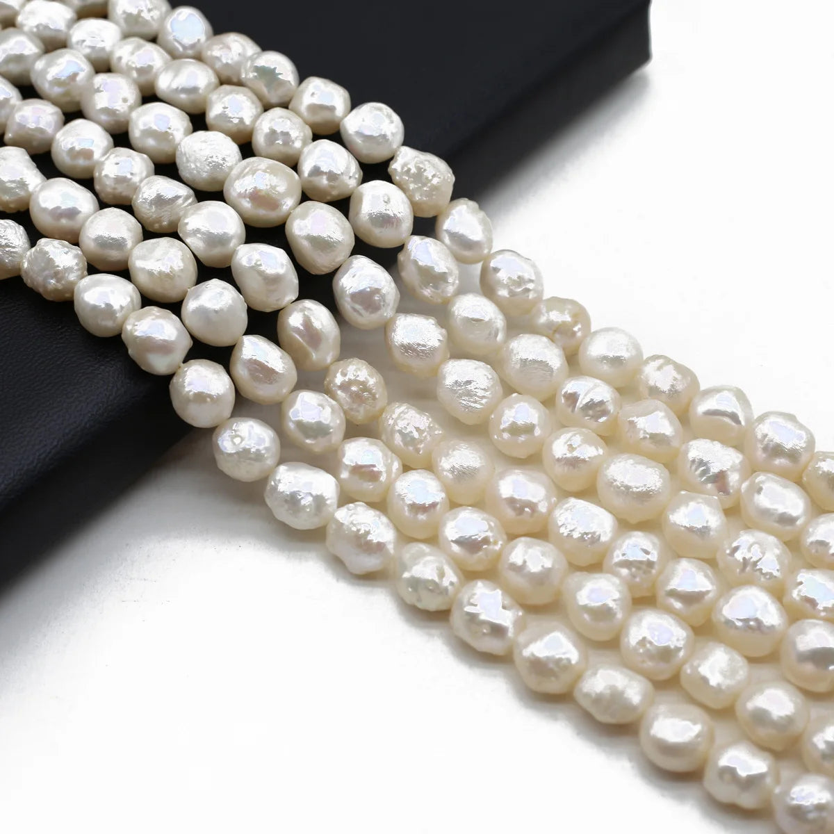 White Irregular Round Natural Freshwater Baroque Pearl 9-10mm Loose Spacing Beaded Jewelry Making Necklace Earrings High Quality