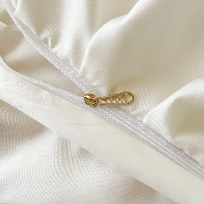 Korean Princess Style Lace Ruffles Bedding Set Solid Color Duvet Cover Set Flat/Fitted Bed Sheet Pillowcases With Pillowcases