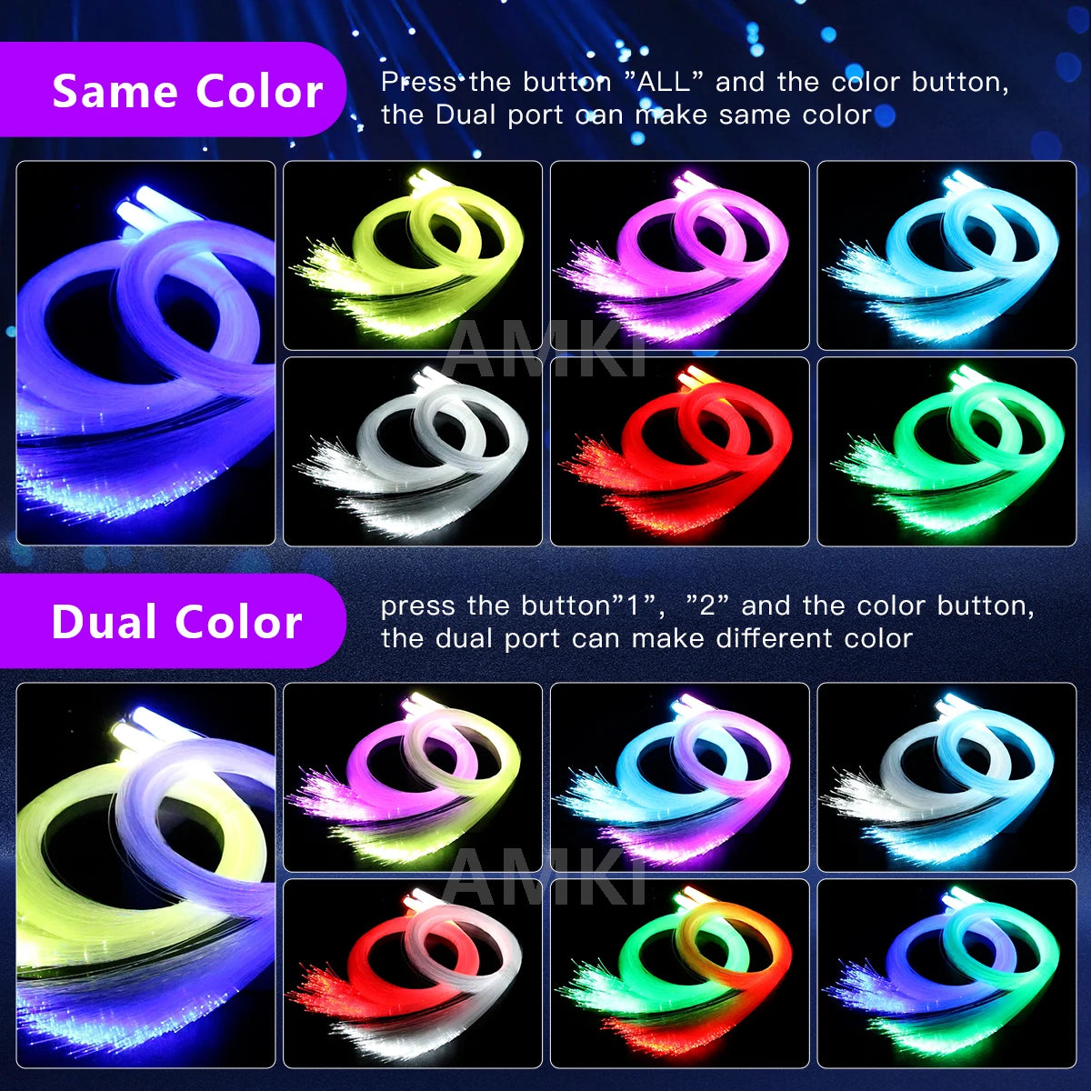 32W Dual color RGBW Car Starry Sky Ceiling Light kit Car accessories Interior APP Music Car Roof Stars Fiber Optic Light