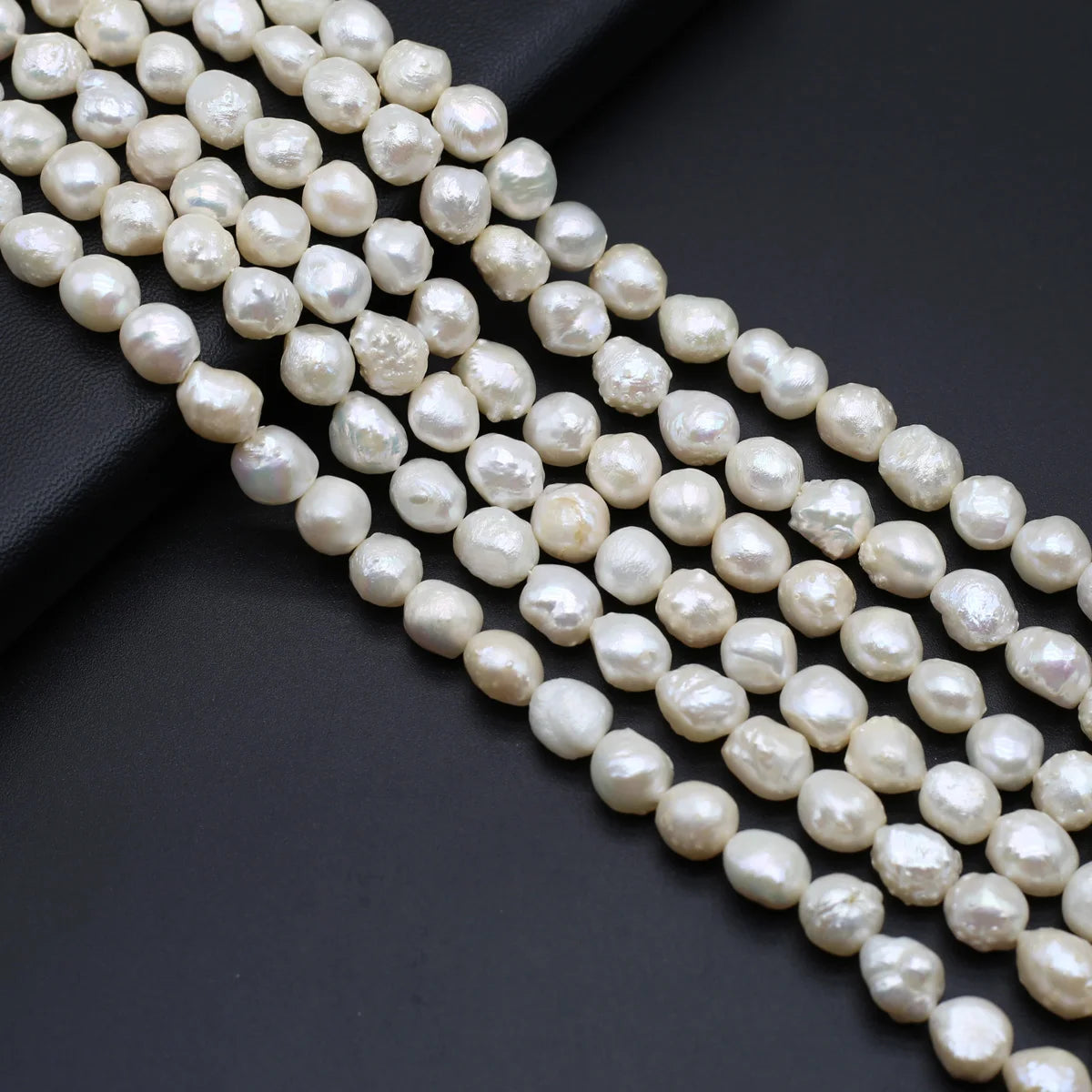 White Irregular Round Natural Freshwater Baroque Pearl 9-10mm Loose Spacing Beaded Jewelry Making Necklace Earrings High Quality