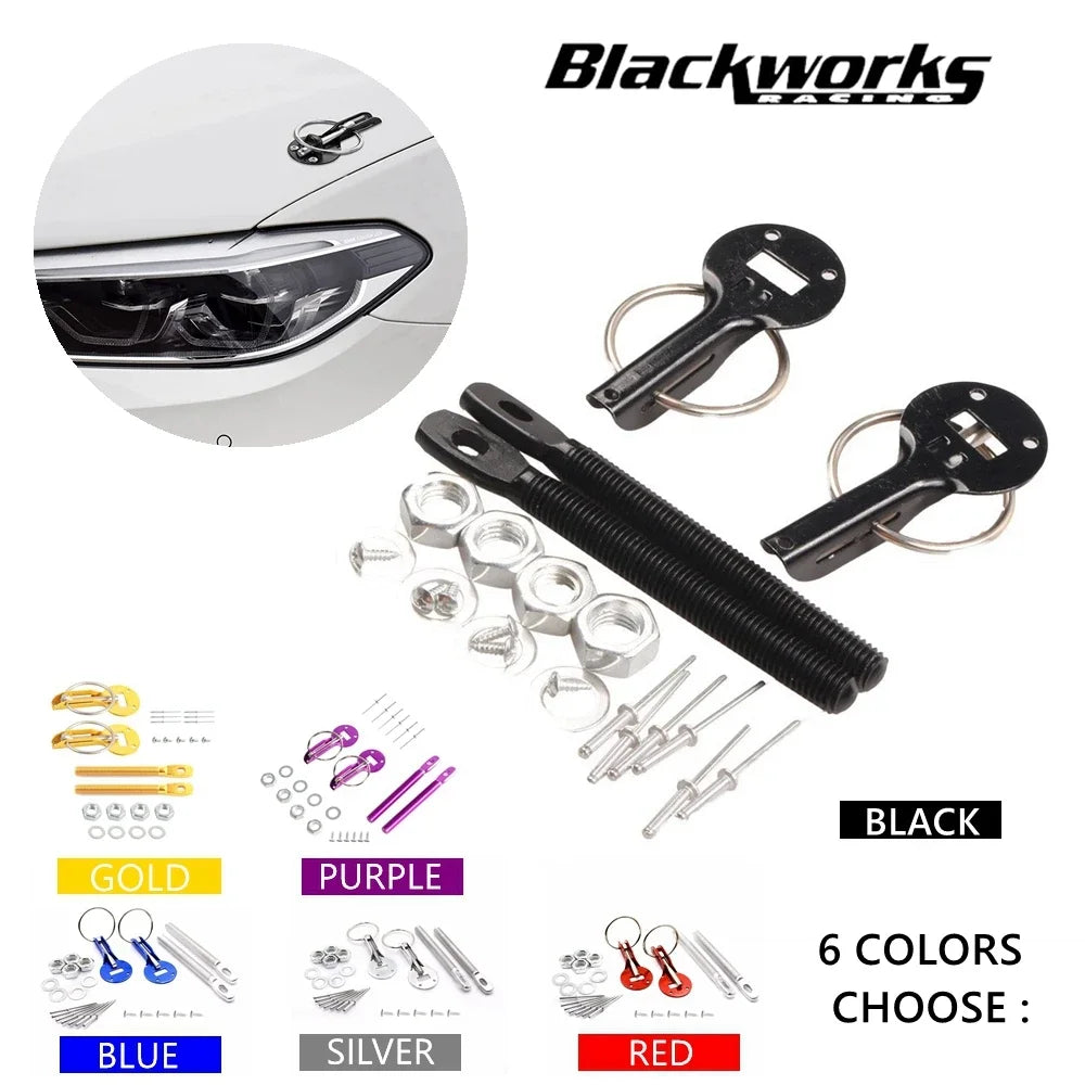 Universal Aluminum Alloy Mount Hood Pin Bonnet Lock Kit Car Tunning Lock Kit Down Hood Lock Latch Pins Vehicle Accessories