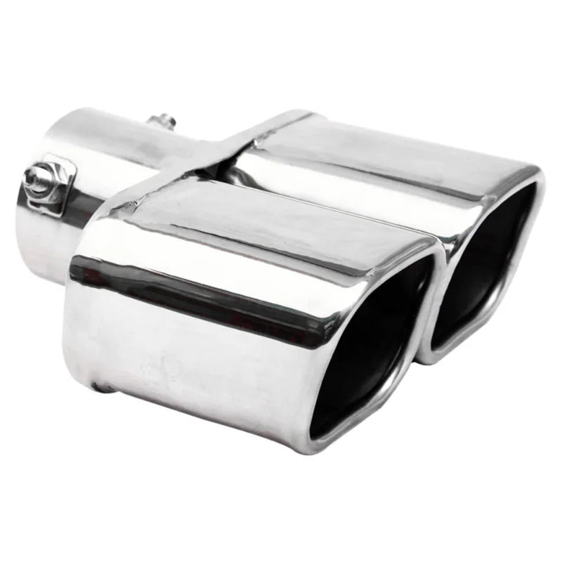 1 PCS Silver/Black Car Dual Exhaust Tip Square Outlet Exhaust Pipe Universal Stainless Steel Exhaust Muffler Inlet 2.5" 3"
