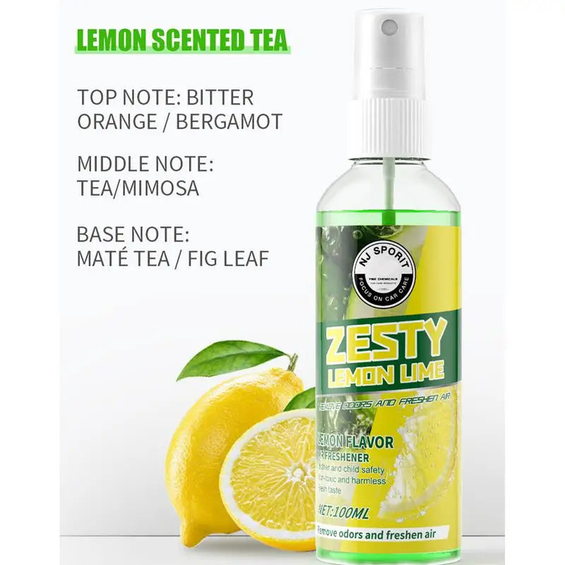 Car Odor Remover Spray 100ml Powerful Smell Eliminator With Lemon Scent Multipurpose Odor Remover For Trucks Garages Studios