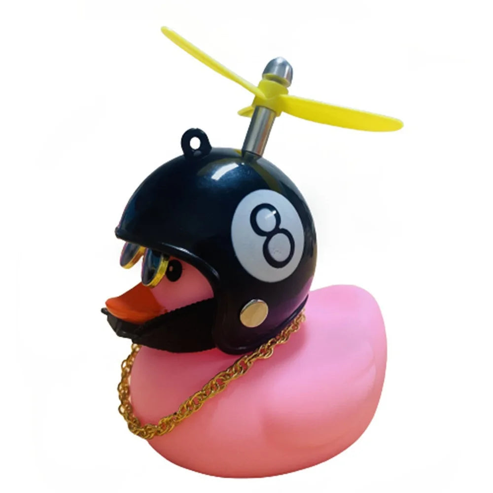 Car Cute Little Yellow Duck with Helmet Propeller Wind-breaking Duck Auto Internal Decoration Car Ornaments Accessories Kids Toy