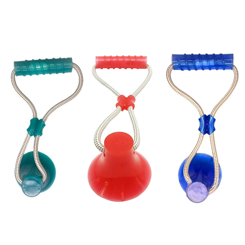 Dog Toys for Aggressive Chewers Interactive Teething Tug Rubber Toy with Suction Cup Rope for Puppy Playing Teeth Cleaning
