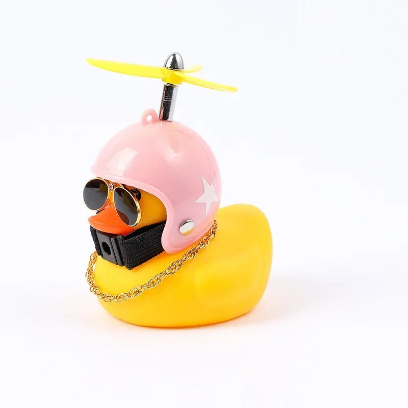 2023 Car Interior Broken Wind Small Yellow Duck with Helmet Airscrew Cute Wind-breaking Duck Cycling Decoration Ornament