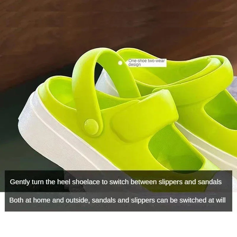 Women Slippers Leisure Versatile Two Wear Sweet Thick Sole Sandals Multi Color Ladies Fashion PVC External Wearing Sandals