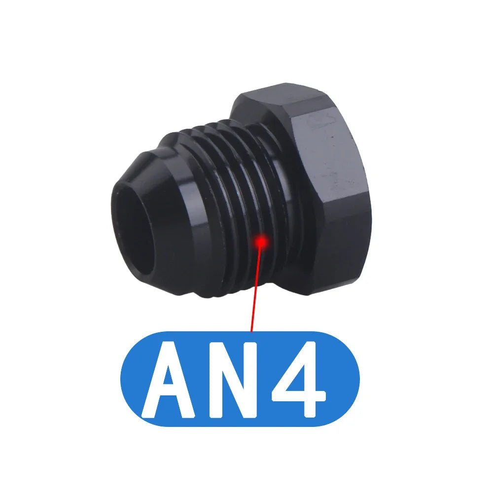 AN4 AN6 AN8 AN10 AN12 Male Flare Thread Hexagon Head Blanking Plugs Fitting Hex Cap Lock Hose Fitting Adapters Aluminum Anodized