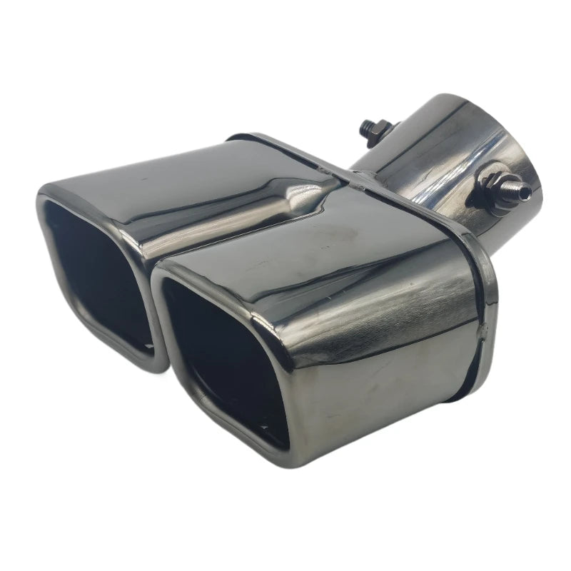 1 PCS Silver/Black Car Dual Exhaust Tip Square Outlet Exhaust Pipe Universal Stainless Steel Exhaust Muffler Inlet 2.5" 3"