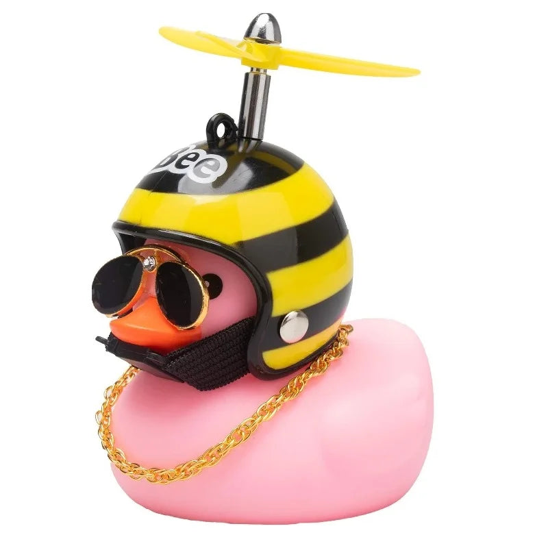 Car Cute Little Yellow Duck with Helmet Propeller Wind-breaking Duck Auto Internal Decoration Car Ornaments Accessories Kids Toy