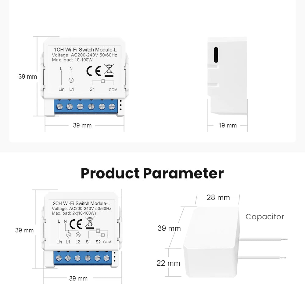 AVATTO Tuya WiFi Smart DIY Light Switch Module 1 2 Gang No Neutral Smart Life APP Remote Control Work With Alexa Google Home