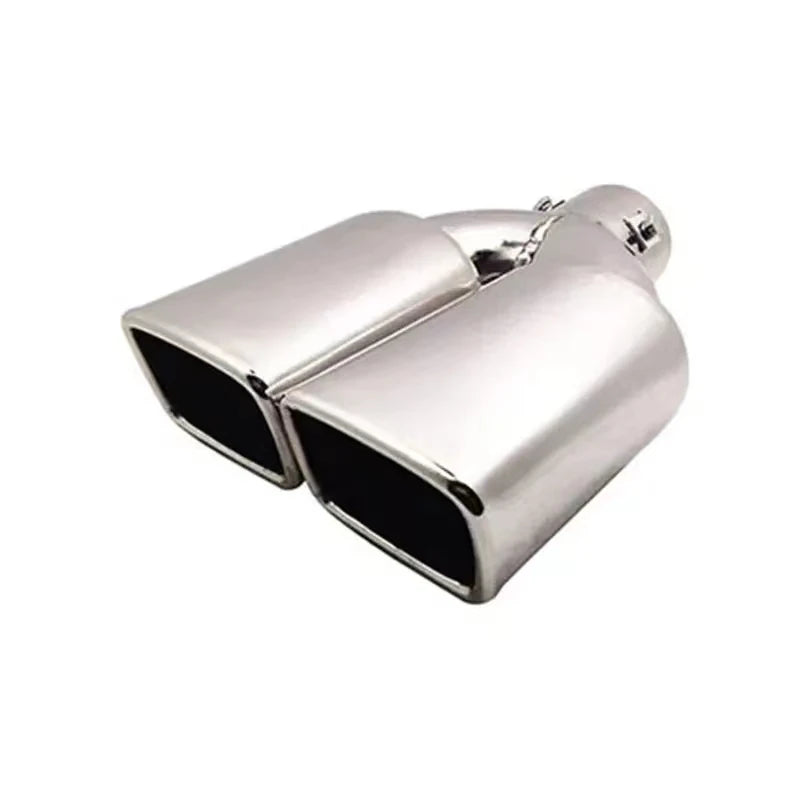 Exhaust Tip Universal Double Outlet Nozzle Rear Muffler Tip Stainless Steel Square Mouth Exhaust Pipe Muffler Inlet 60mm