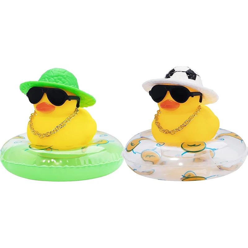 2 Set Car Duck Mini Car Dashboard Yellow Rubber Duckies Toy Jeep Duck Party Favor Car Decoration Table Ornament Car Accessory