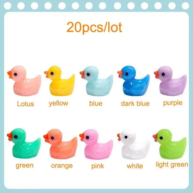 20pcs Tiny Ducks Figures Mini Resin Ducks Plastic Small Miniature Ducks for Dollhouse Fairy Garden Landscape Aquarium Decor