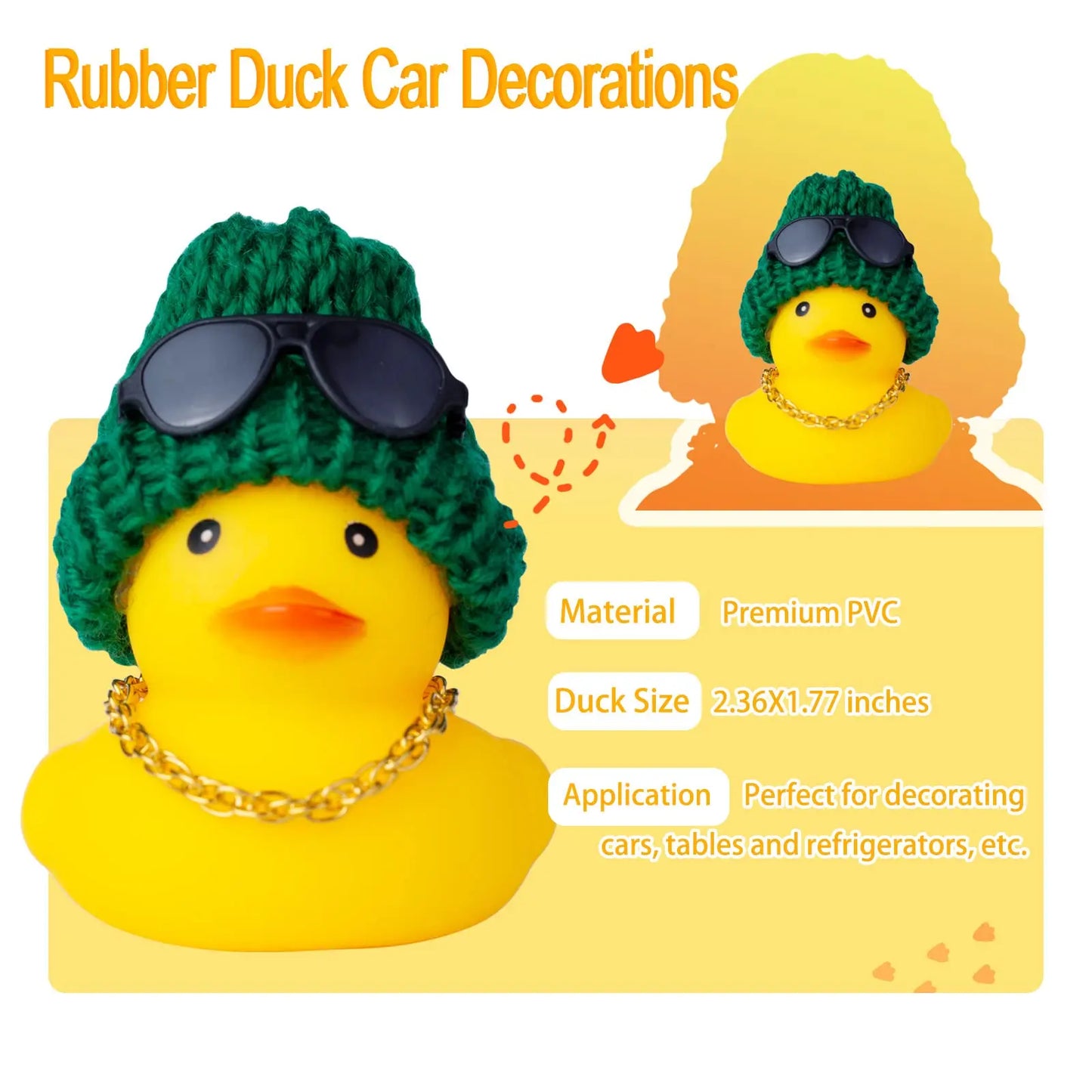 2 Set Car Duck Mini Car Dashboard Yellow Rubber Duckies Toy Jeep Duck Party Favor Car Decoration Table Ornament Car Accessory