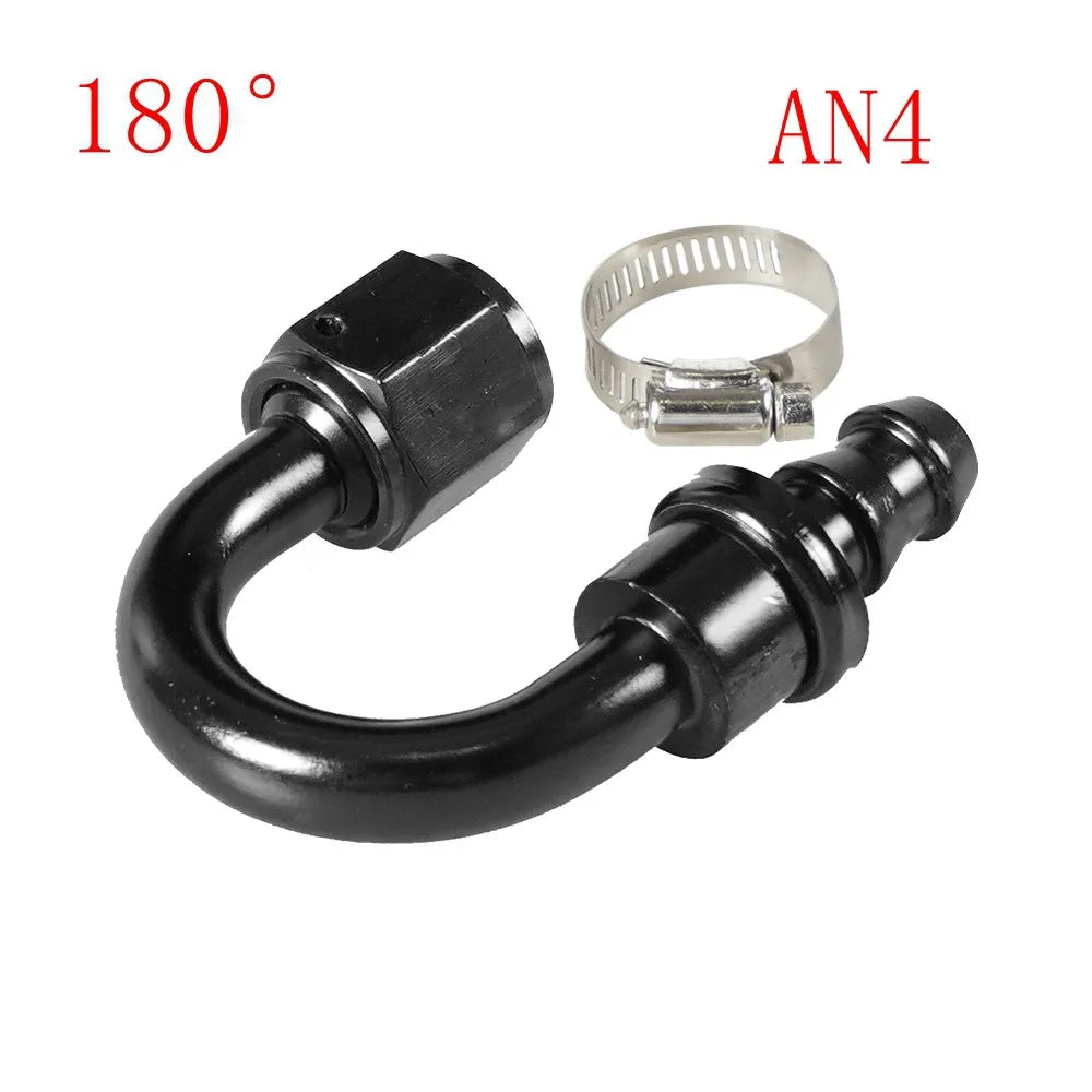 Universal 0 45° 90° 180°Degree AN4 AN6 AN8 AN10 AN12 Oil Fuel Push Lock Hose End Fitting/Adaptor Black