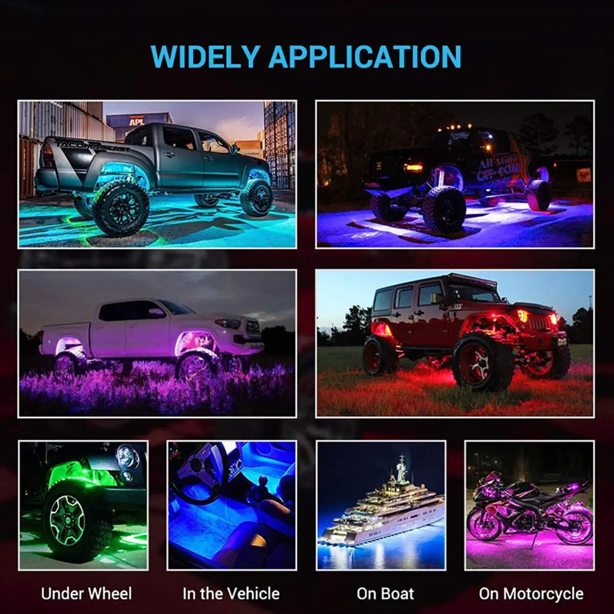 1PCS Car Truck Yacht Trail Rig Lamp Underbody Glow LED Lights Waterproof Led Neon Light For Jeep ATV UTV Offroad Rock Lights