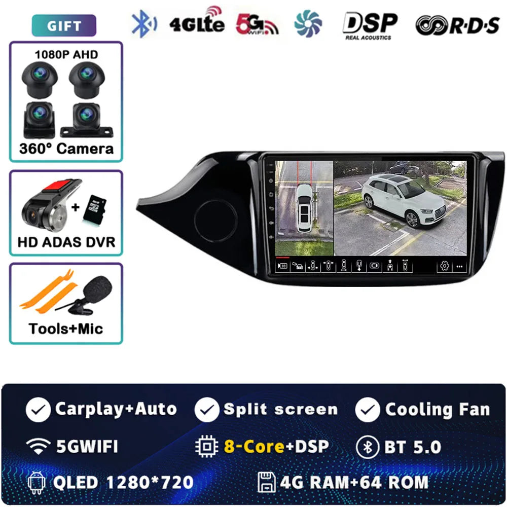 Android 14 Carplay Car Radio For KIA Cee'd CEED JD 2012 2013 2014 - 2018 Multimedia Video Player Navigation GPS Stereo 2 Din DVD