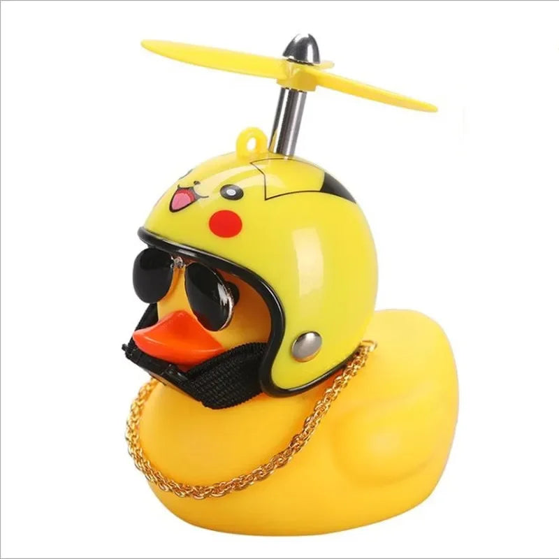 2023 Car Interior Broken Wind Small Yellow Duck with Helmet Airscrew Cute Wind-breaking Duck Cycling Decoration Ornament