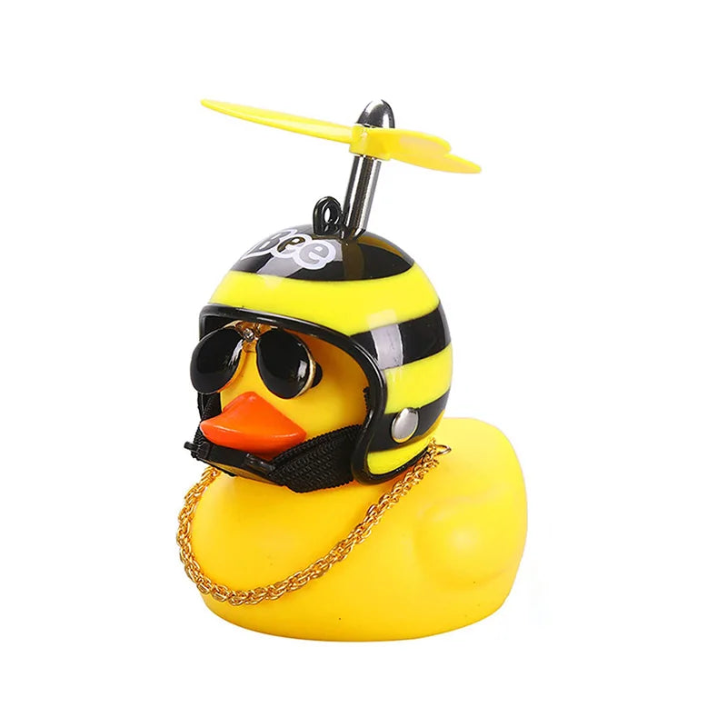Car Cute Little Yellow Duck with Helmet Propeller Wind-breaking Duck Auto Internal Decoration Car Ornaments Accessories Kids Toy