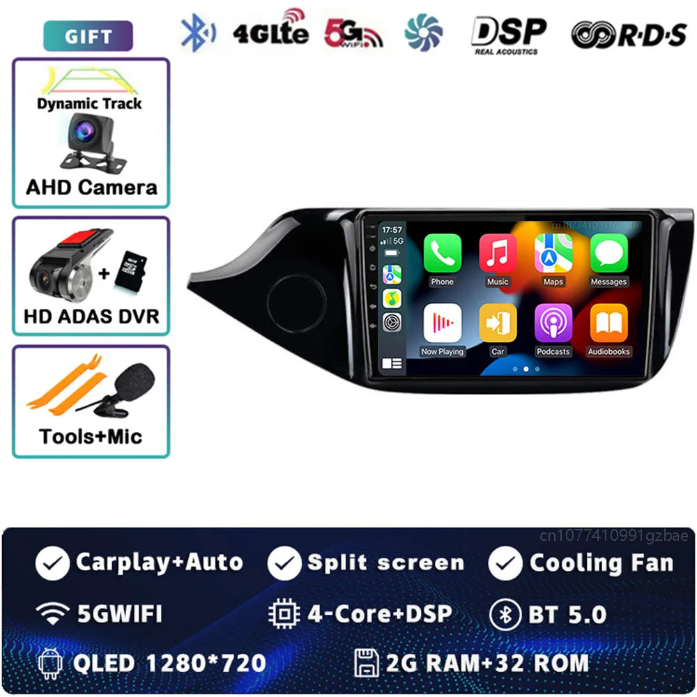 Android 14 Carplay Car Radio For KIA Cee'd CEED JD 2012 2013 2014 - 2018 Multimedia Video Player Navigation GPS Stereo 2 Din DVD