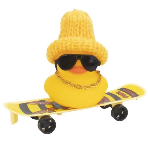 Car Duck Ornament Rubber Duck Car Dashboard Decoration Car Dashboard Decoration Accessories with Mini Hat Chair or Skateboard