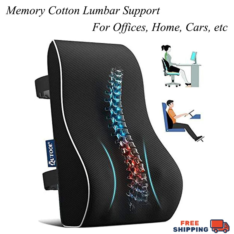 Memory Foam Lumbar Support Pillow Non-Slip Car Seat Lumbar Cushion To Relieve Back Pain Comfortable Back Support Pillow