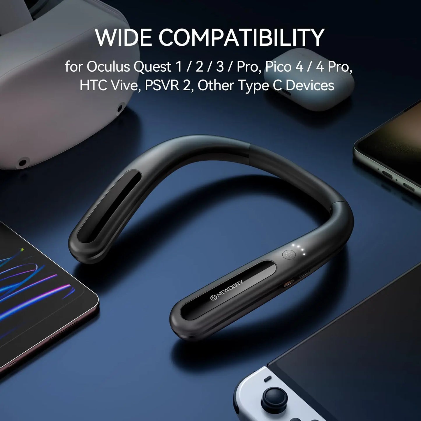 NEWDERY VR Hanging Neck Power Bank for Meta Quest 3/2 / Pro, Pico 4/4 Pro, HTC Vive, PSVR 2 Fast Charger Station Battery Pack