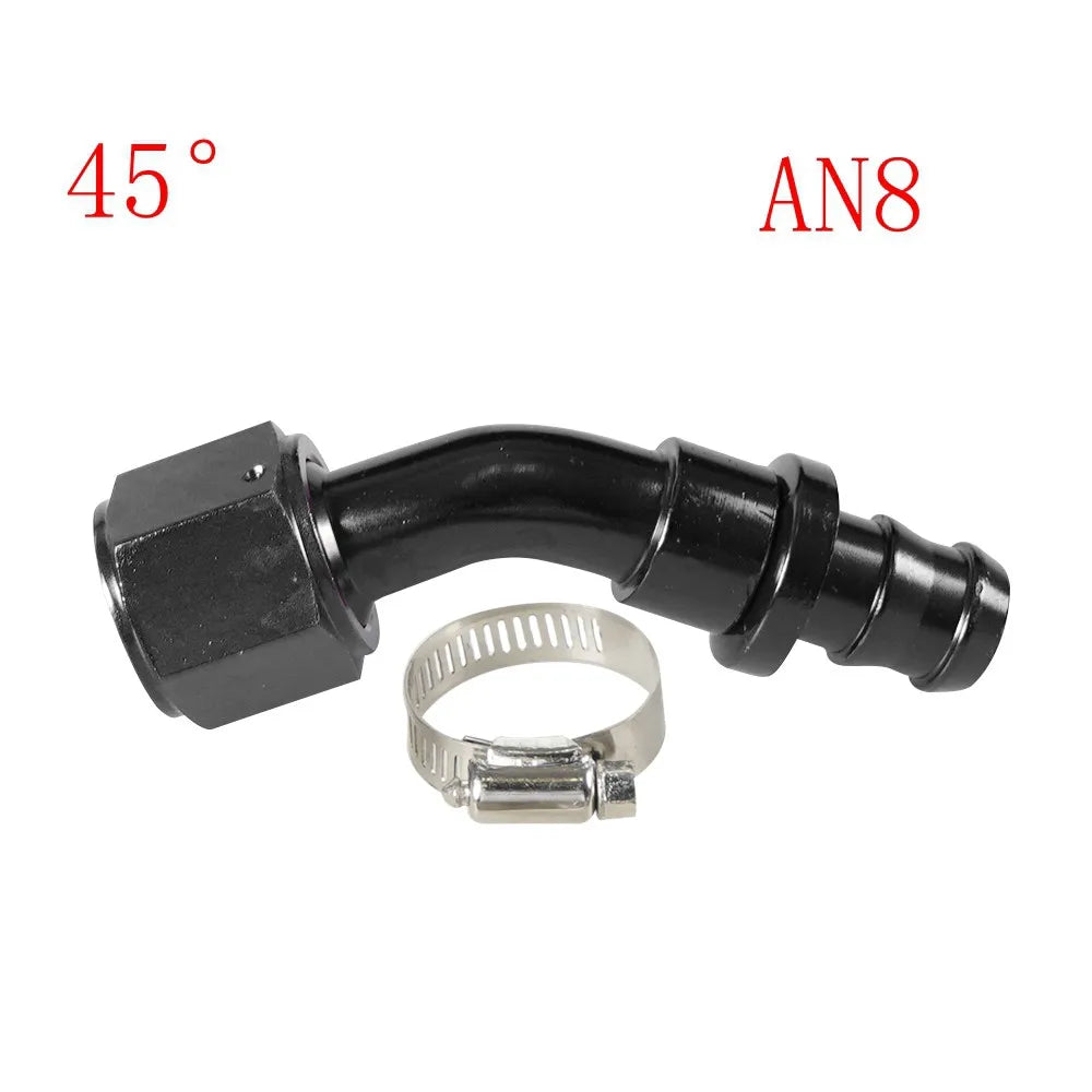 Universal 0 45° 90° 180°Degree AN4 AN6 AN8 AN10 AN12 Oil Fuel Push Lock Hose End Fitting/Adaptor Black