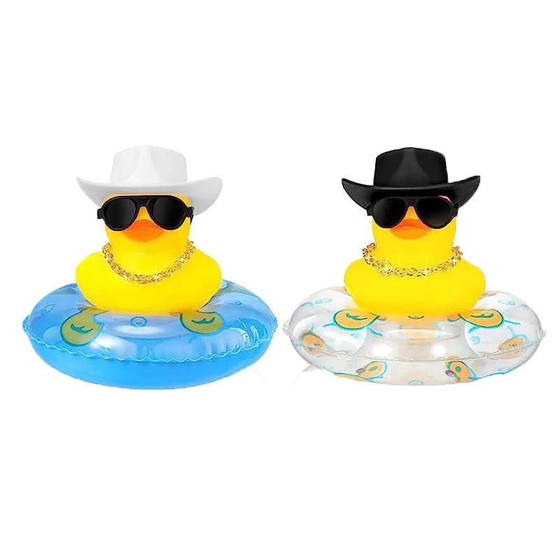 2 Set Car Duck Mini Car Dashboard Yellow Rubber Duckies Toy Jeep Duck Party Favor Car Decoration Table Ornament Car Accessory