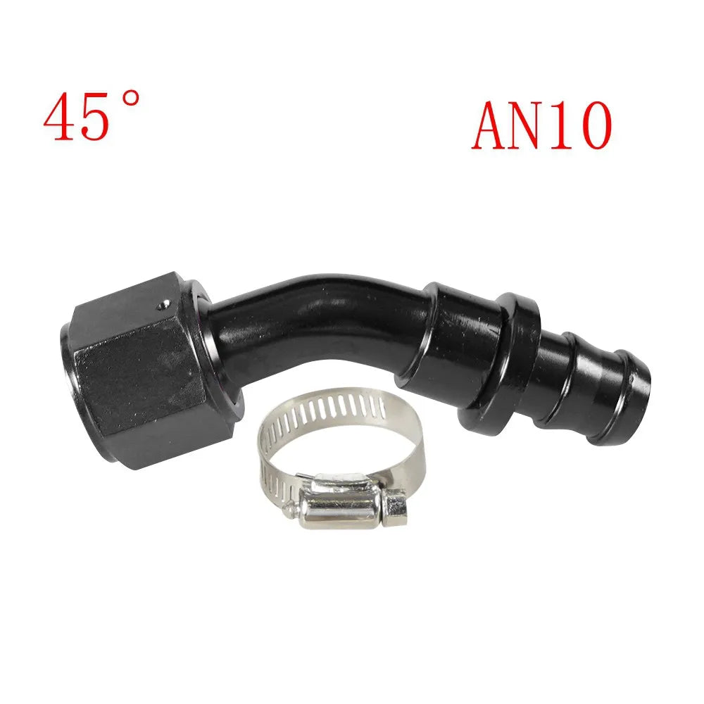 Universal 0 45° 90° 180°Degree AN4 AN6 AN8 AN10 AN12 Oil Fuel Push Lock Hose End Fitting/Adaptor Black