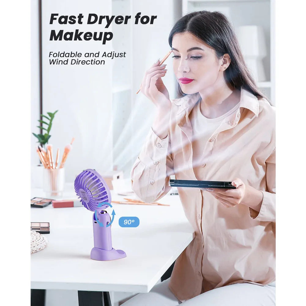 coldSky Portable Fan 5 Speeds USB Rechargeable Handheld Fan 4000mAh Battery Operated Portable Mini Fan for Makeup/Commute/Office