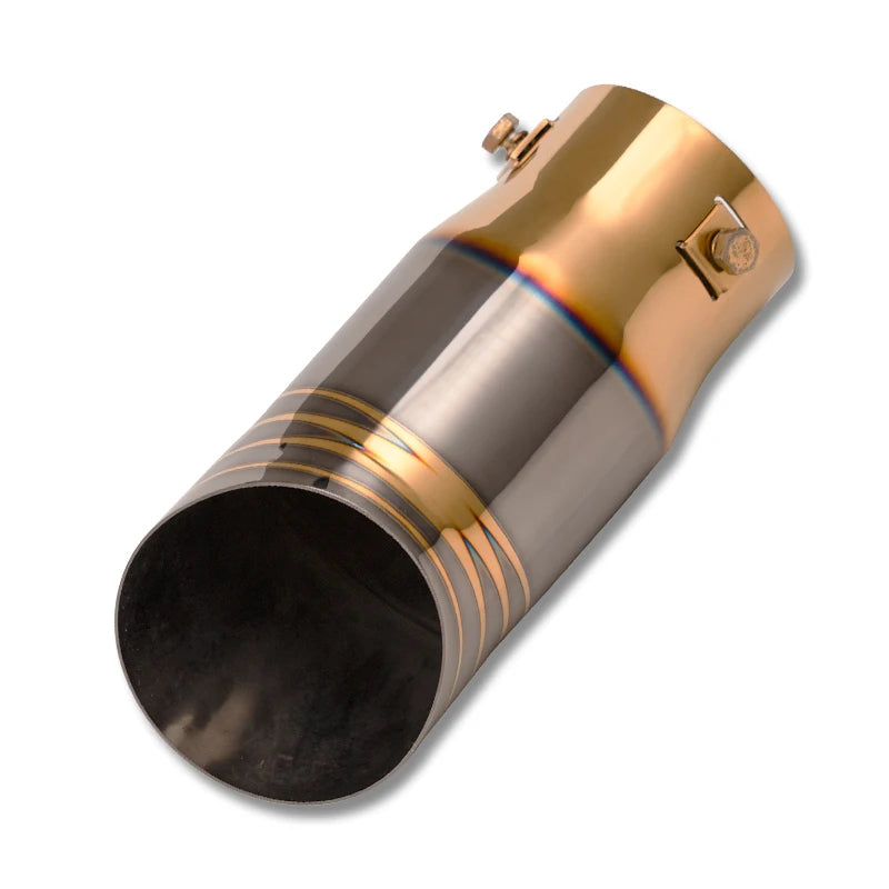 Universal Inlet 68mm Exhaust Muffler Pipe Stainless Steel Chrome Brunt Blue Car Tail Throat Trim Rear Car Accessories