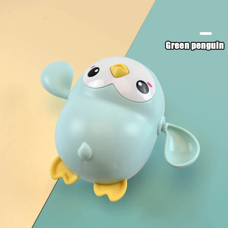 Children Bath Water Playing Toys Chain Rowing Boat Swim Floating Cartoon Duck Infant Baby Early Education Bathroom Beach Gifts