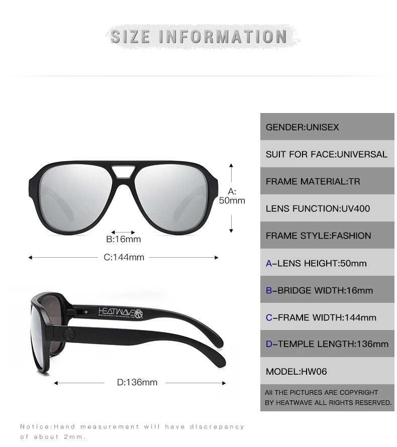 NEW High quality luxury Heat Wave brand sunglasses square lens pilot cycling Women men sun glasses UV400