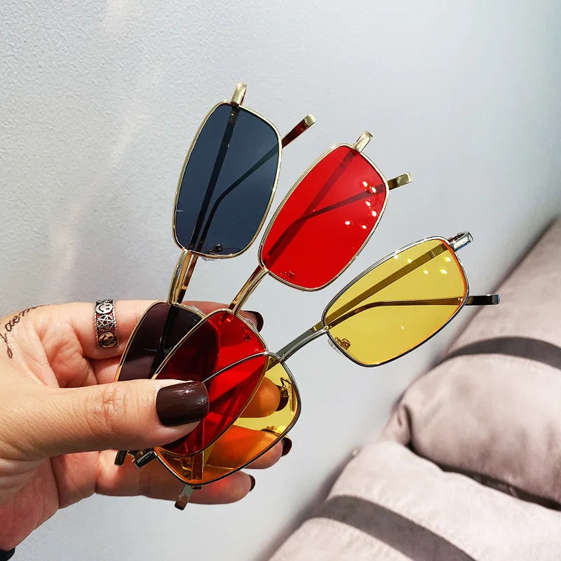 New Retro Small Rectangular Sunglasses 2023 Fashion Retro Metal Frame Sun Glasses for Men Women Small Square Sunglasses Summer