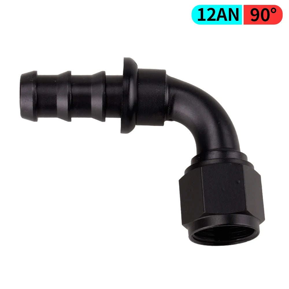 AN4/AN6/AN8/AN10/AN12 Straight 0/45/90/180 Degree Female Swivel to Push Lock Hose End Fitting Oil Fuel Hose End Adaptor Kit
