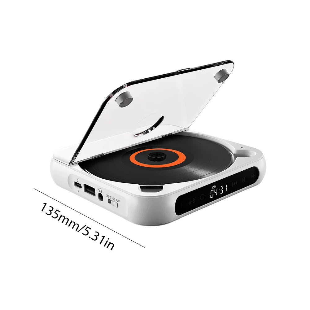 CD Player A-B Repeat Bluetooth-Compatible CD Player USB AUX Playback Car CD Player Memory Function 1200 MAh Battery for Home Car