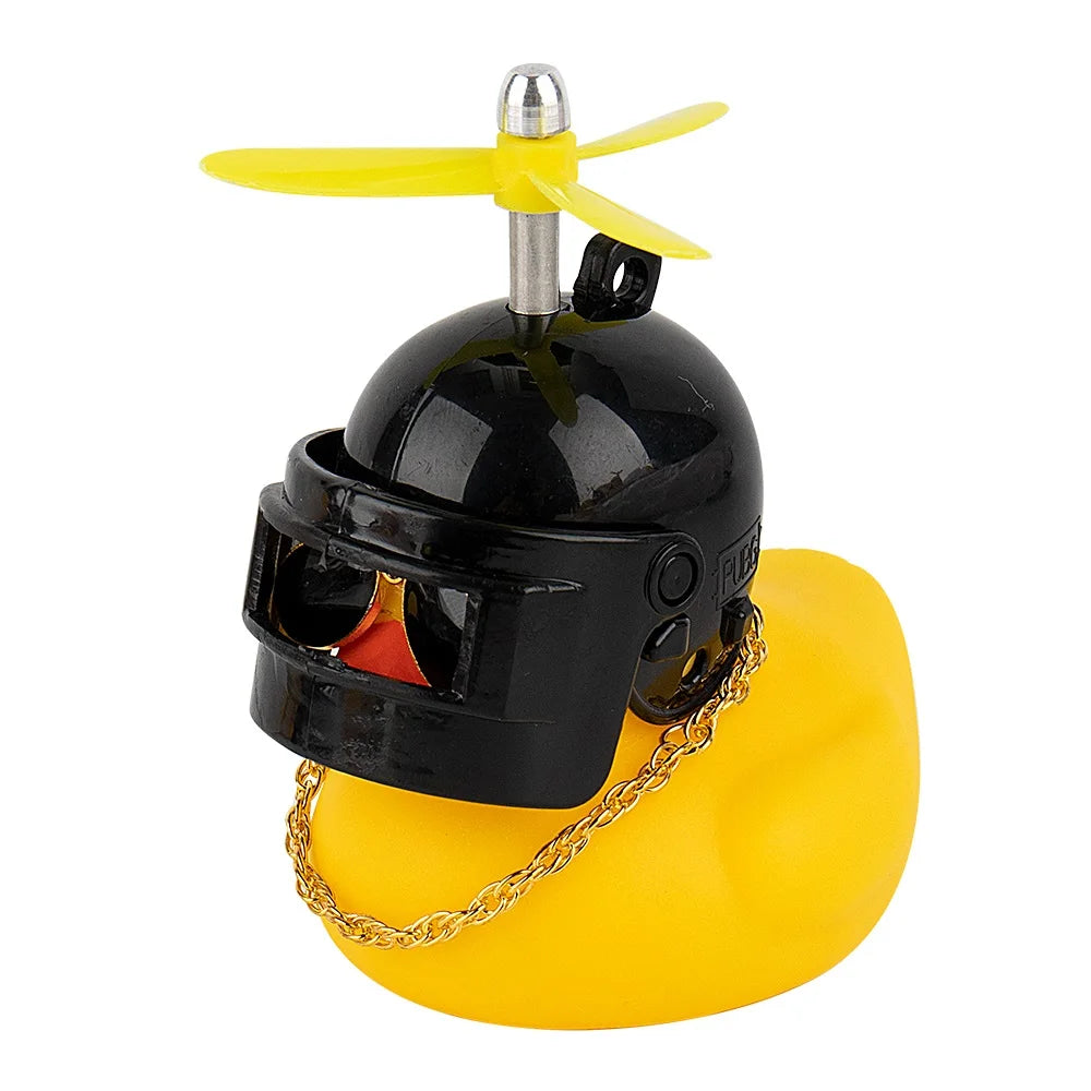Car Cute Little Yellow Duck with Helmet Propeller Wind-breaking Duck Auto Internal Decoration Car Ornaments Accessories Kids Toy