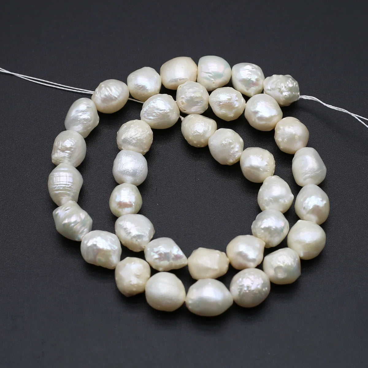 White Irregular Round Natural Freshwater Baroque Pearl 9-10mm Loose Spacing Beaded Jewelry Making Necklace Earrings High Quality