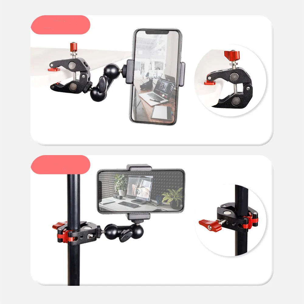 New Super Clamp Mount Aluminum with 3/8" 1/4" Female Clip for Camera Tripod Desk Table Magic Arm Video Studio Bracket Bicycle