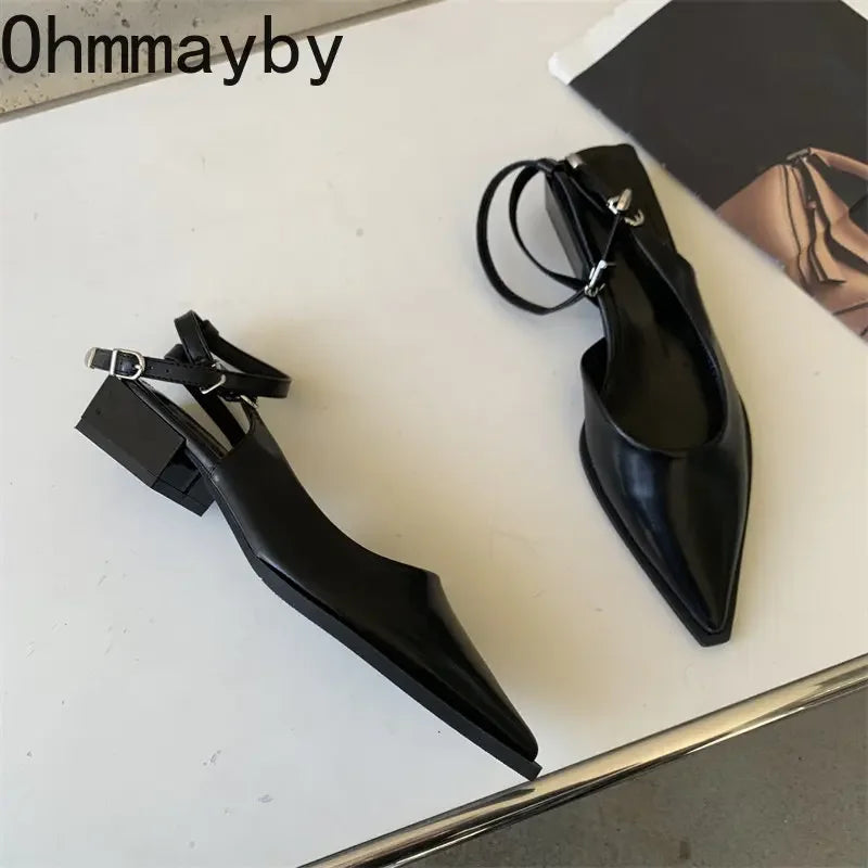 2024 Spring New Brand Women Pumps Shoes Fashion Silver Pointed Toe Ladies Elegant Slingback Sandals Zapatilla De Muje