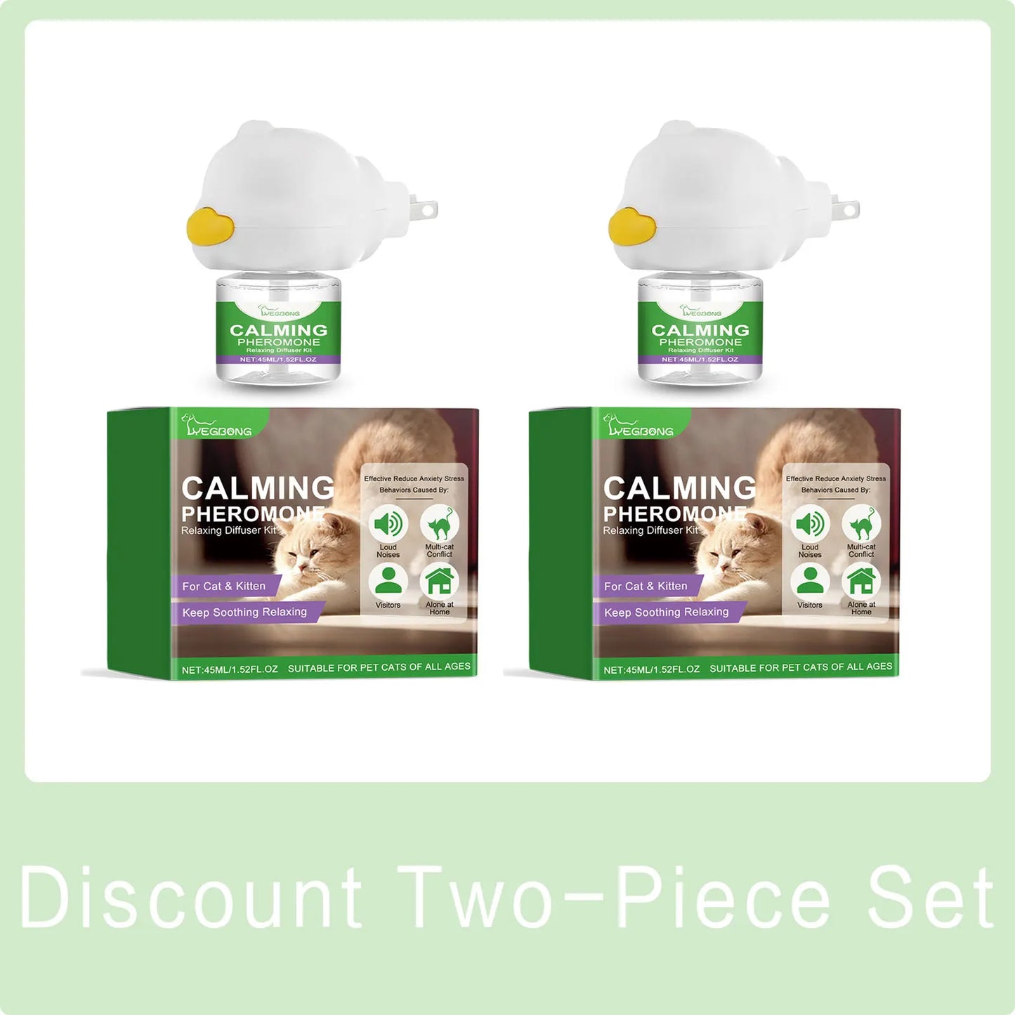 Cat Calming Diffuser: Plug-In Pheromone Relaxant for Cats - Reduces Anxiety & Prevents Howling, with Calming Liquid Included